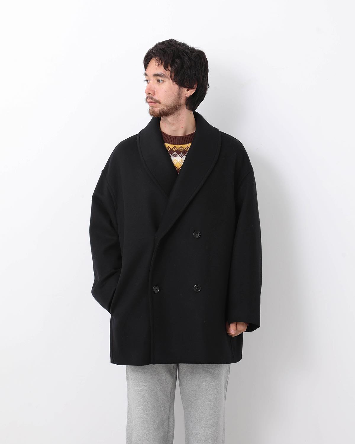 LIGHT MELTON SHAWL COLLAR COAT