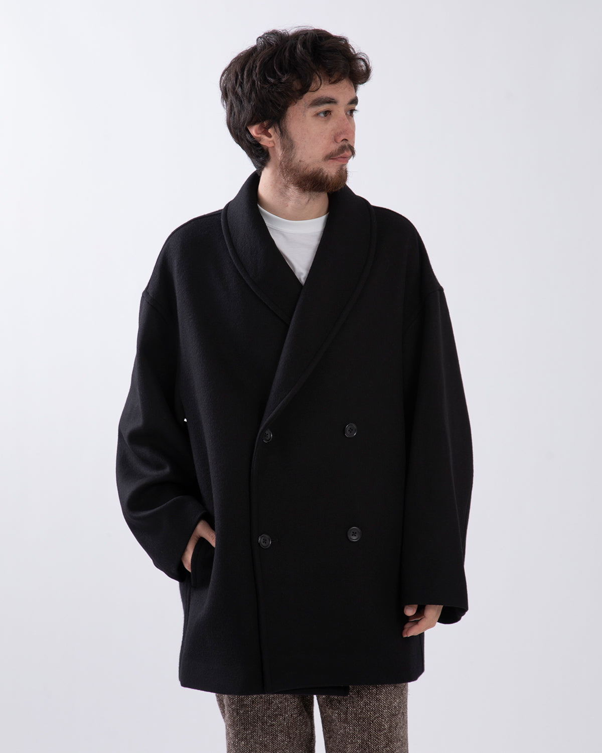 LIGHT MELTON SHAWL COLLAR COAT