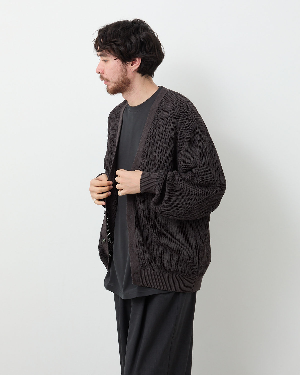 COILED WOOL NYLON CARDIGAN