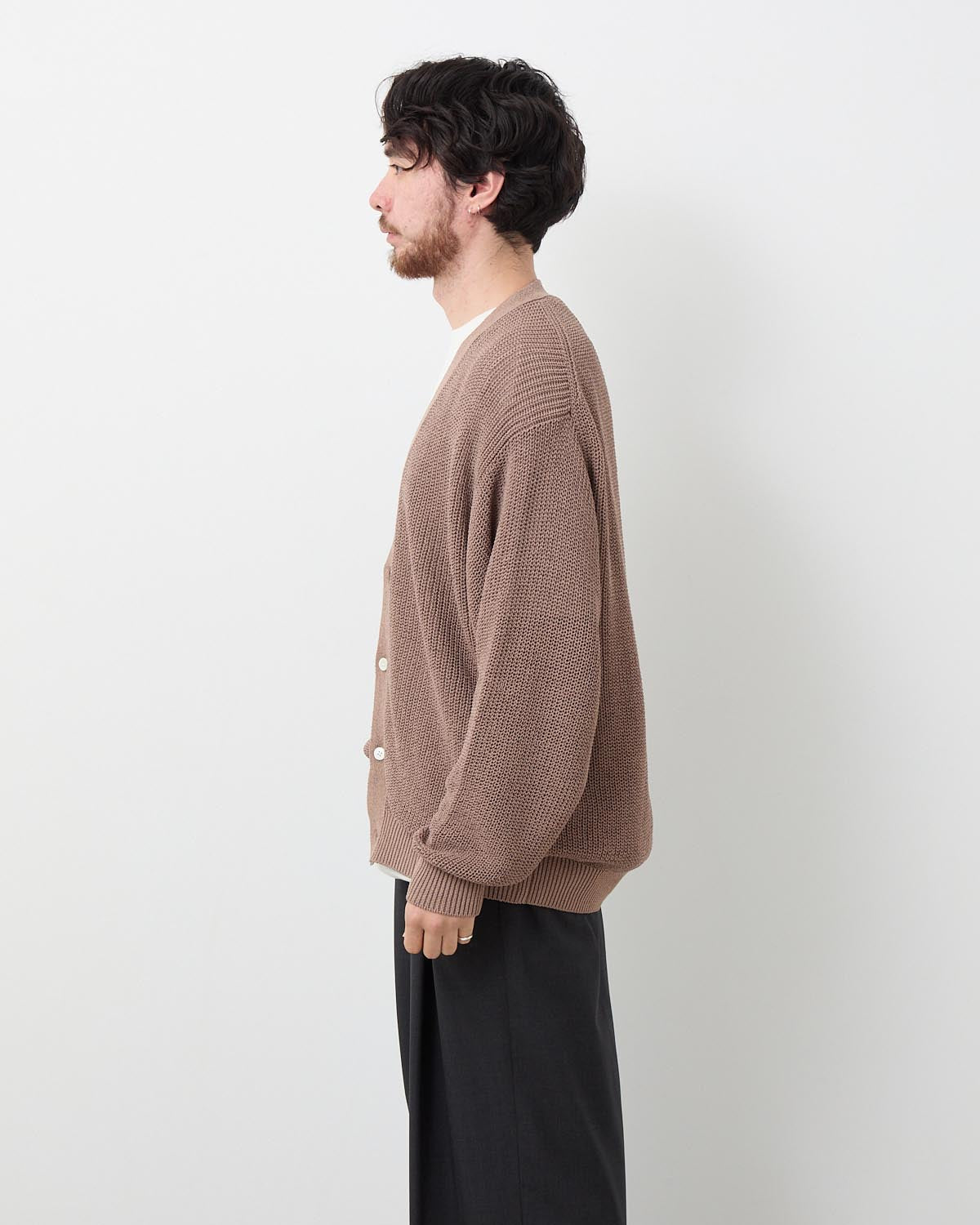 COILED WOOL NYLON CARDIGAN