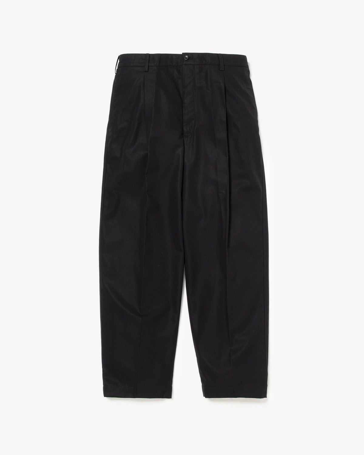 WOOLY COTTON TWILL WIDE TAPERED SLACKS