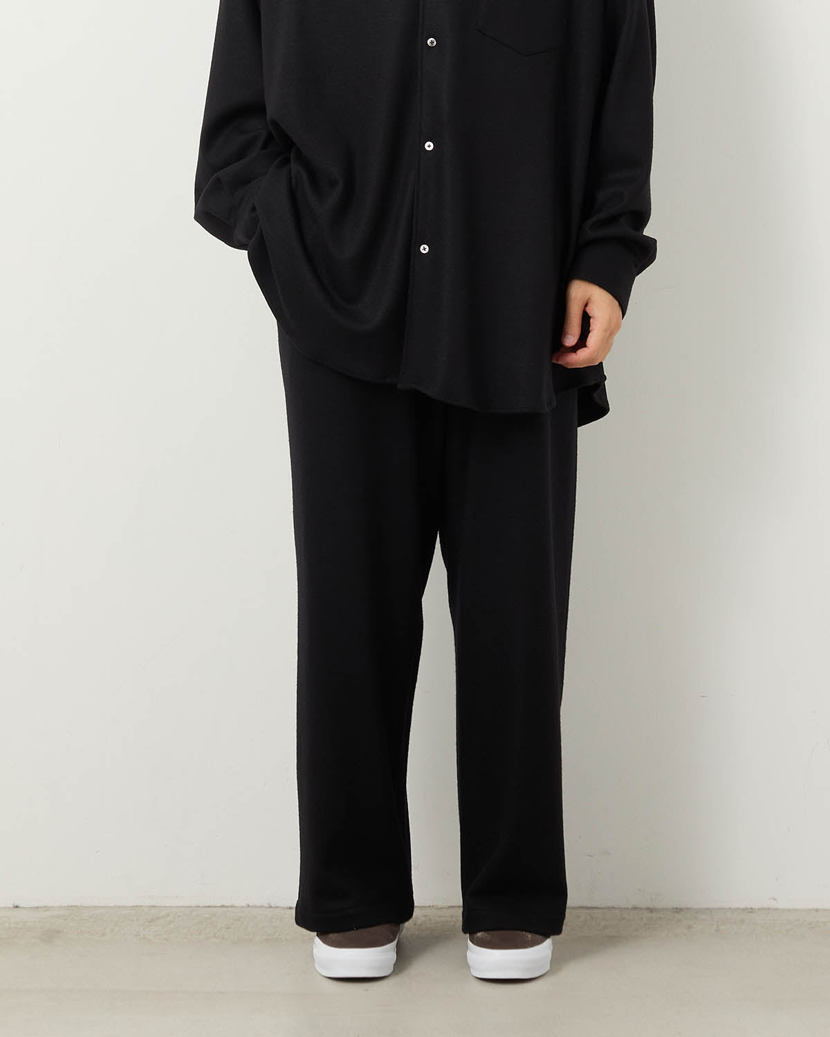 WOOL SMOOTH FLANNEL EASY WIDE PANTS