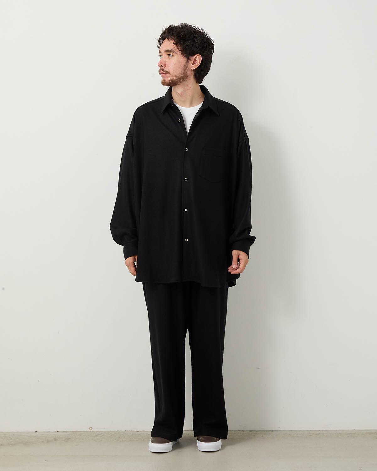 WOOL SMOOTH FLANNEL EASY WIDE PANTS