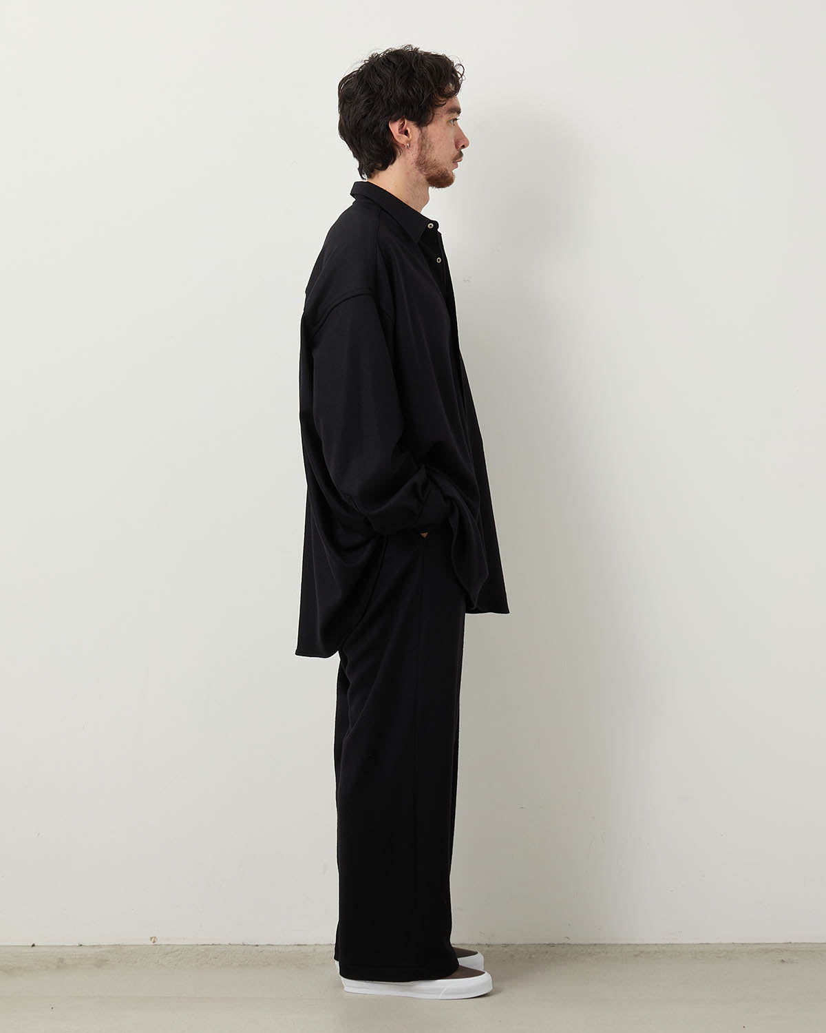 WOOL SMOOTH FLANNEL EASY WIDE PANTS