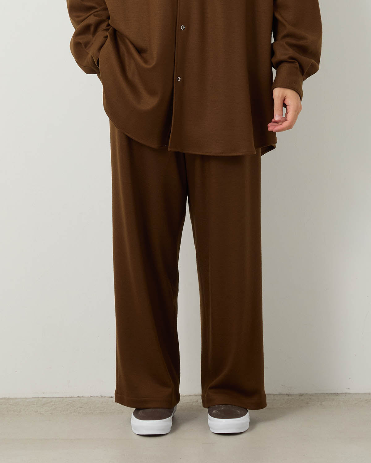 WOOL SMOOTH FLANNEL EASY WIDE PANTS