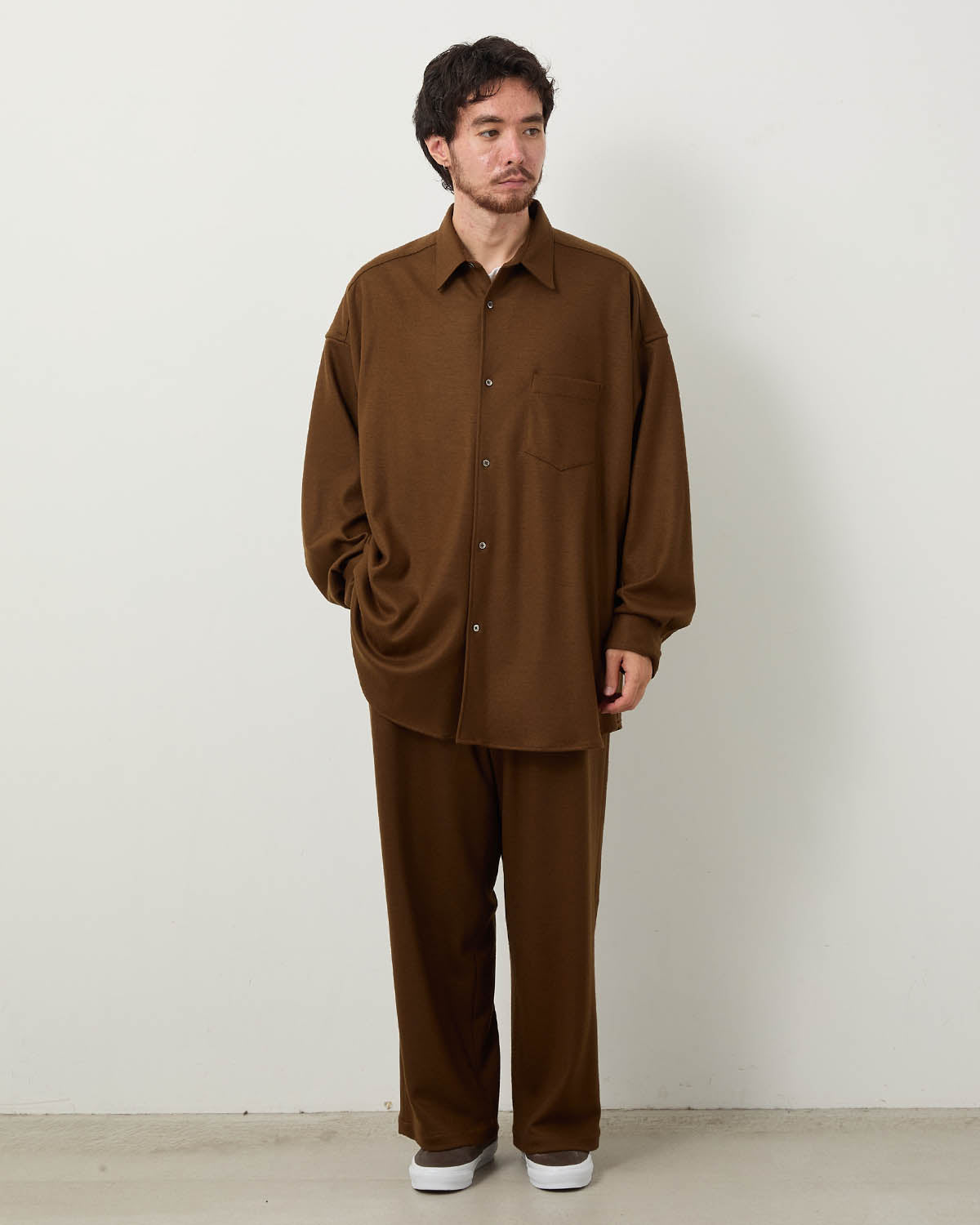 WOOL SMOOTH FLANNEL EASY WIDE PANTS