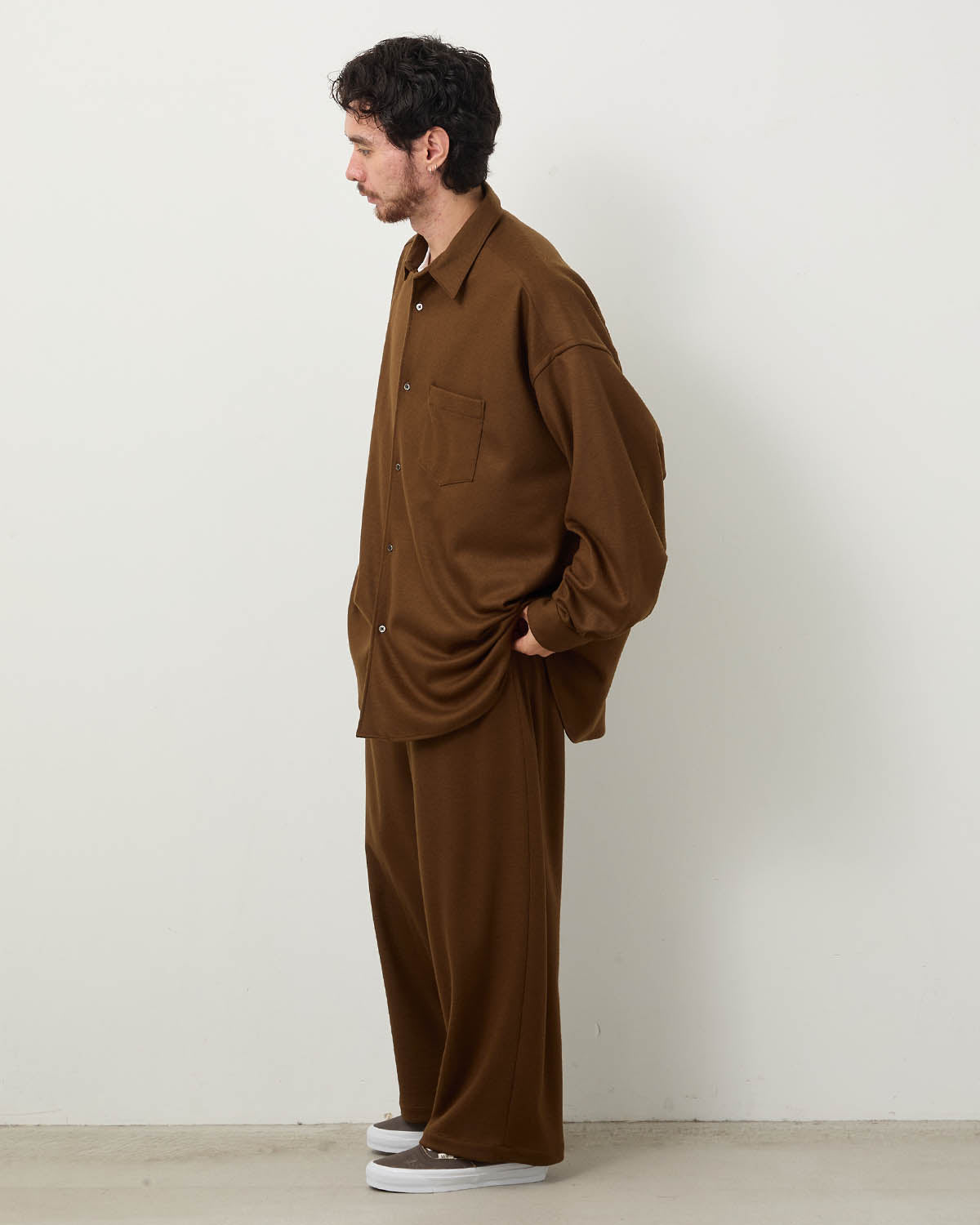 WOOL SMOOTH FLANNEL EASY WIDE PANTS