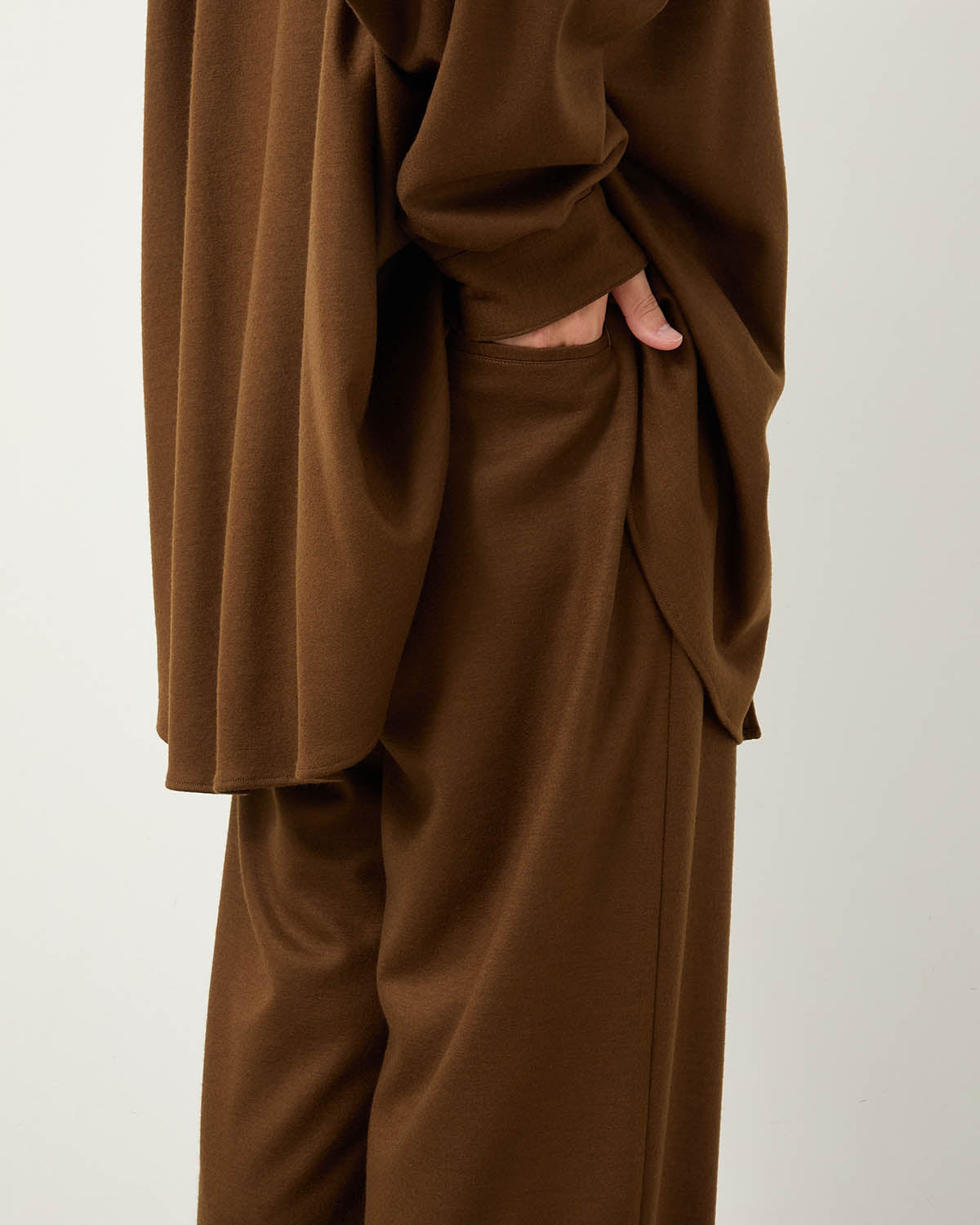 WOOL SMOOTH FLANNEL EASY WIDE PANTS