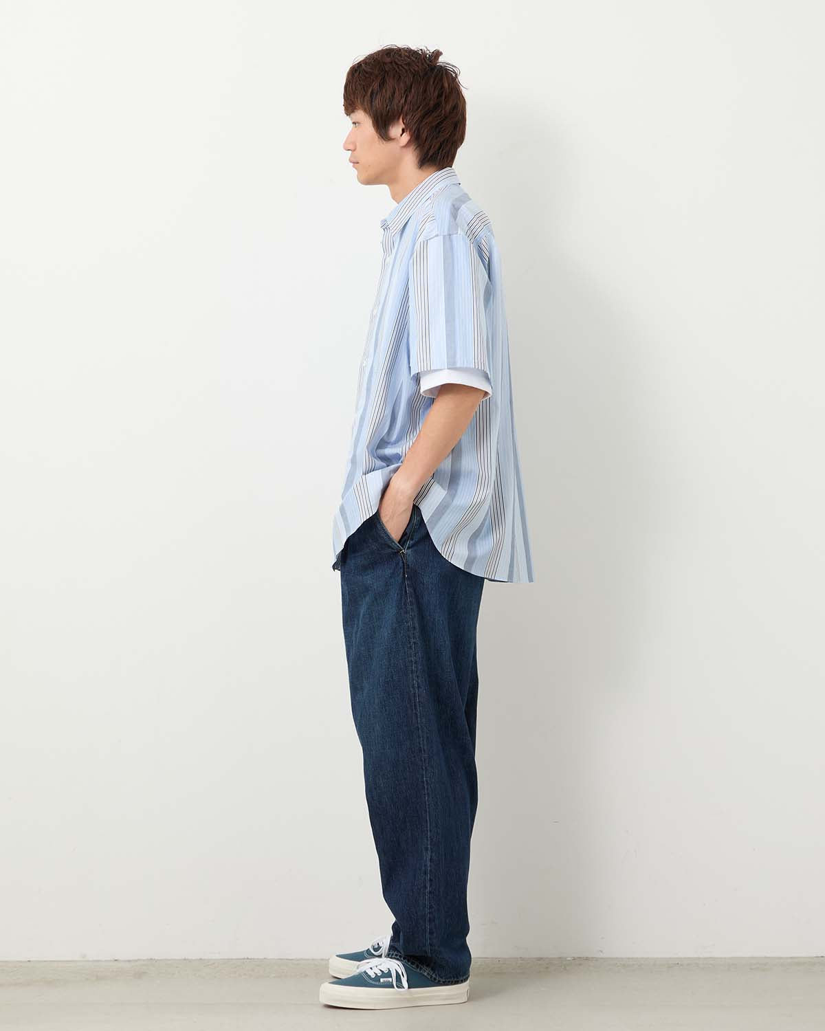 SELVAGE DENIM TWO TUCK TAPERED PANTS