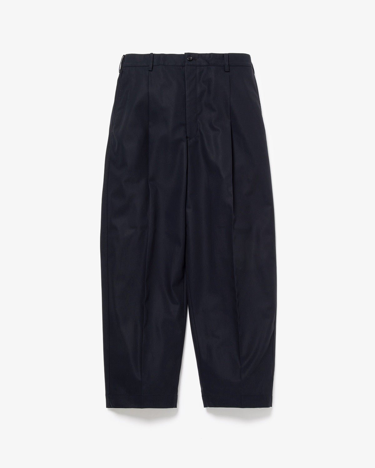 WOOLY COTTON TWILL WIDE TAPERED SLACKS