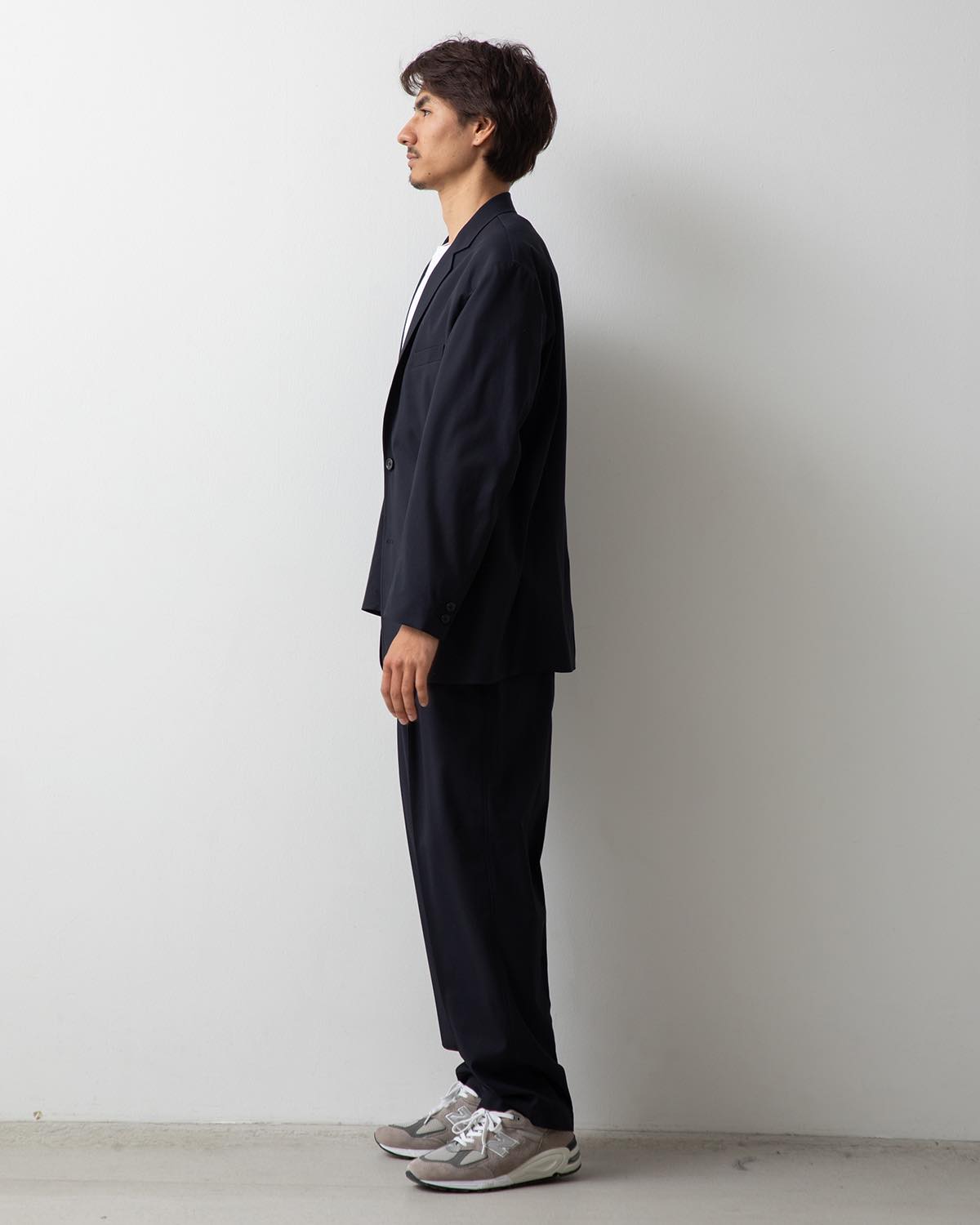 WOOLY COTTON TWILL WIDE TAPERED SLACKS