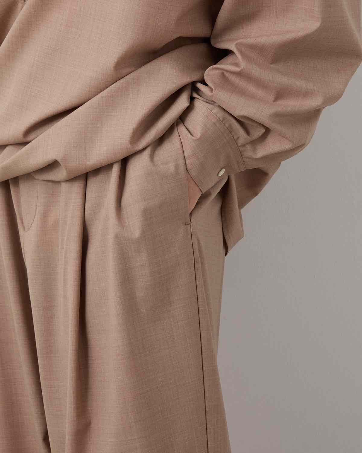 FINE WOOL HEATHER DRAWSTRING TRACK PANTS