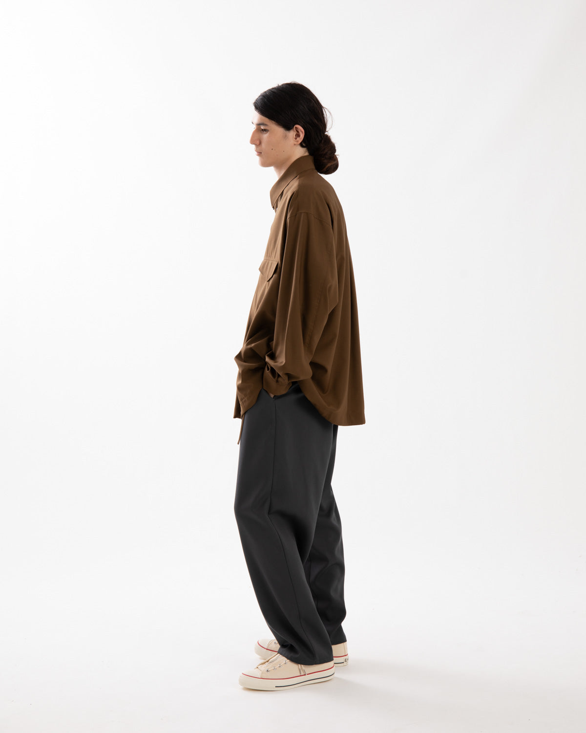 SCALE OFF WOOL WIDE TAPERED CHEF PANTS