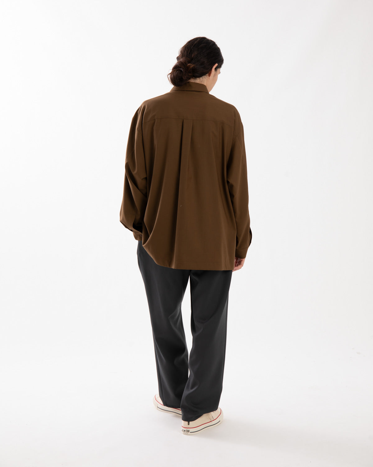 SCALE OFF WOOL WIDE TAPERED CHEF PANTS