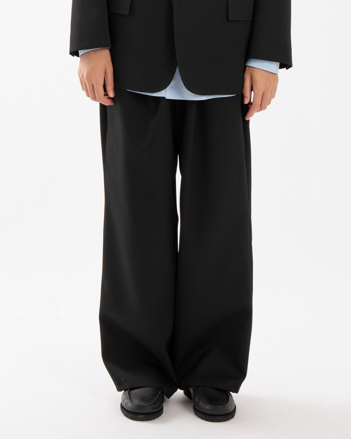 SCALE OFF WOOL WIDE CHEF PANTS