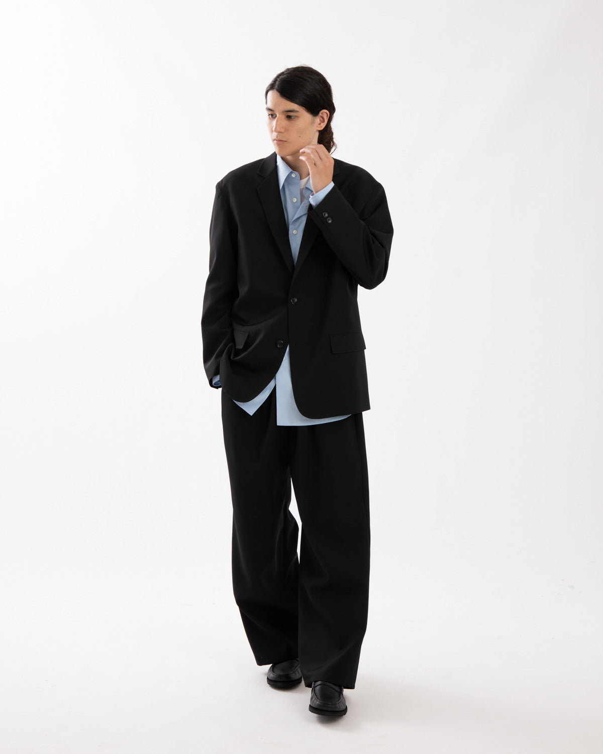 SCALE OFF WOOL WIDE CHEF PANTS