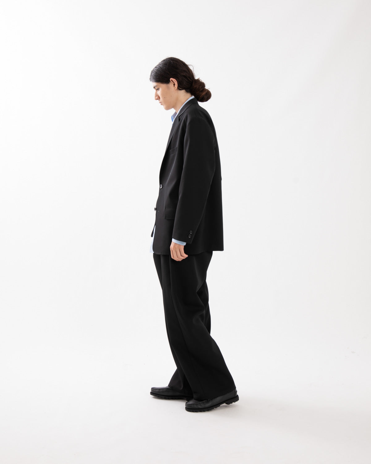 SCALE OFF WOOL WIDE CHEF PANTS