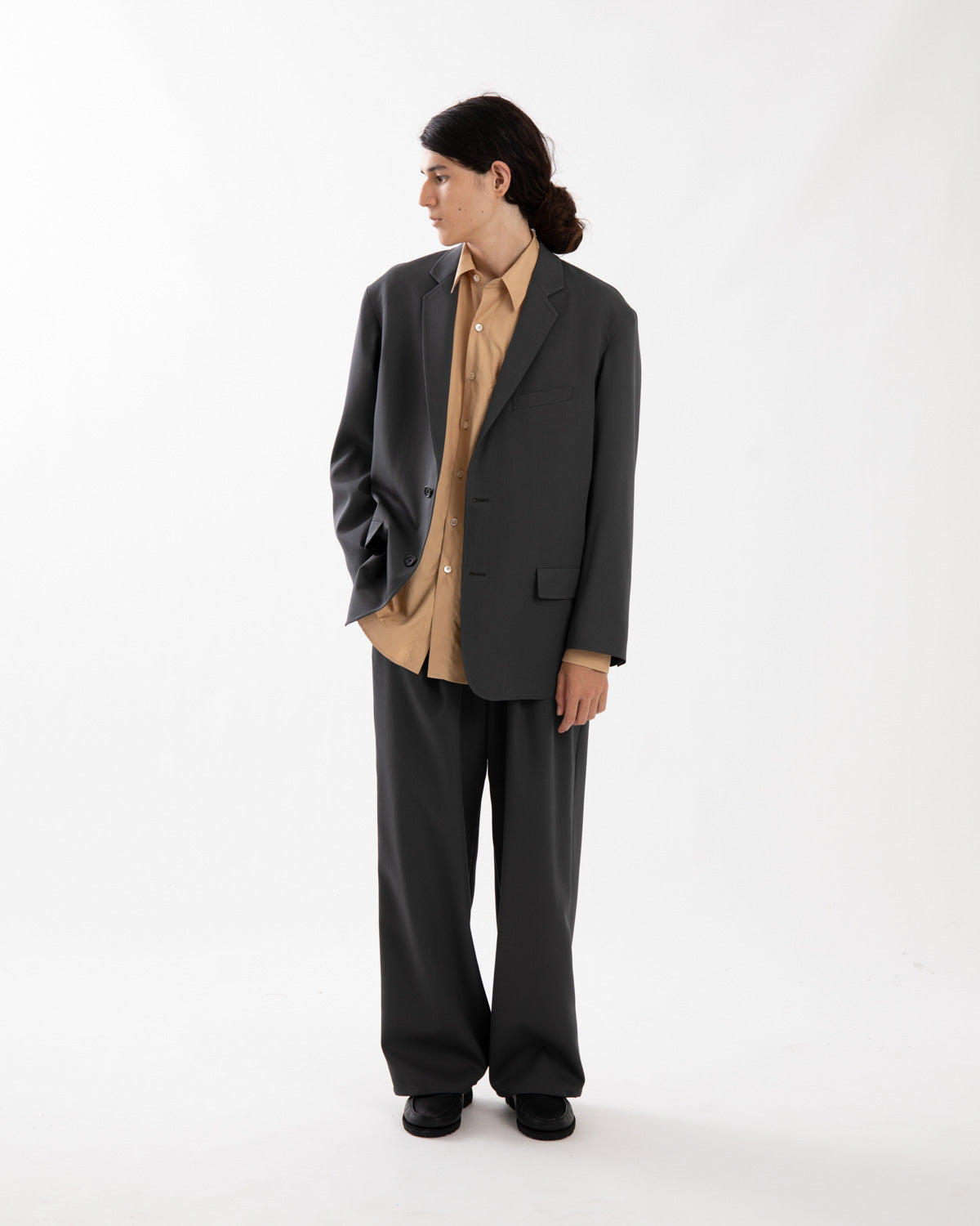 SCALE OFF WOOL WIDE CHEF PANTS