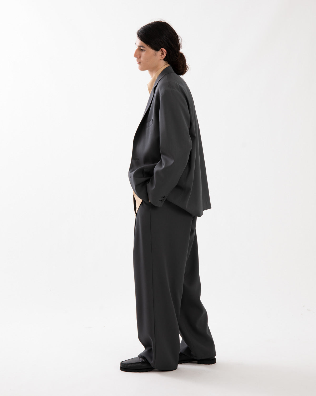 SCALE OFF WOOL WIDE CHEF PANTS