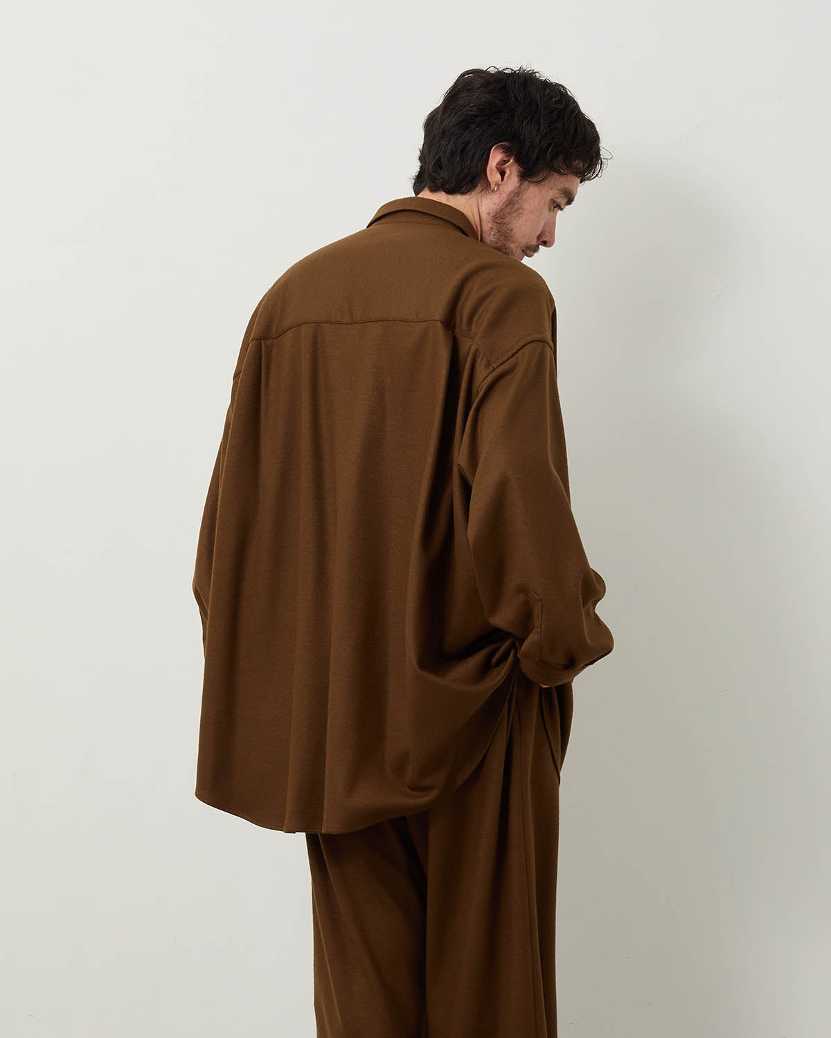 WOOL SMOOTH FLANNEL OVERSIZED REGULAR COLLAR SHIRT