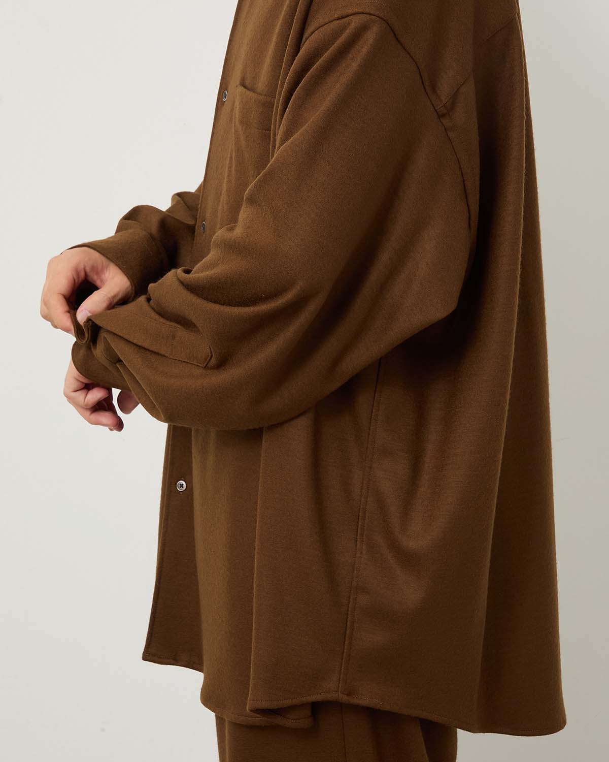 WOOL SMOOTH FLANNEL OVERSIZED REGULAR COLLAR SHIRT