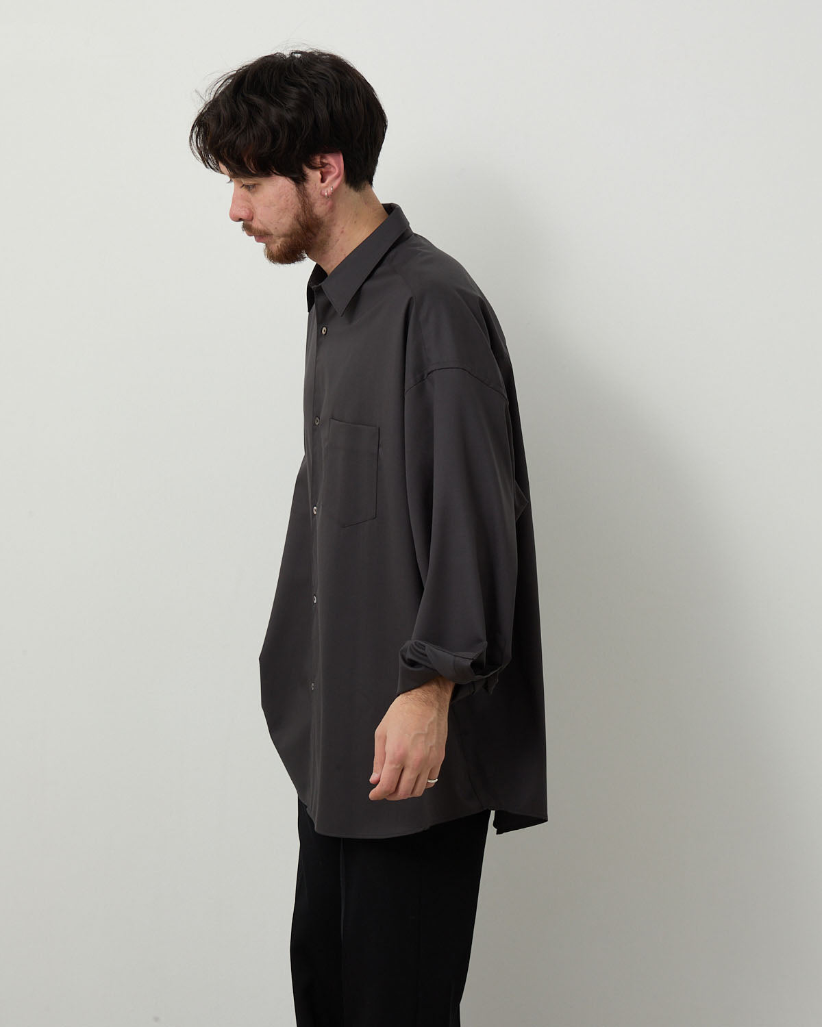 EXTRA FINE WOOL L/S OVERSIZED REGULAR COLLAR SHIRT