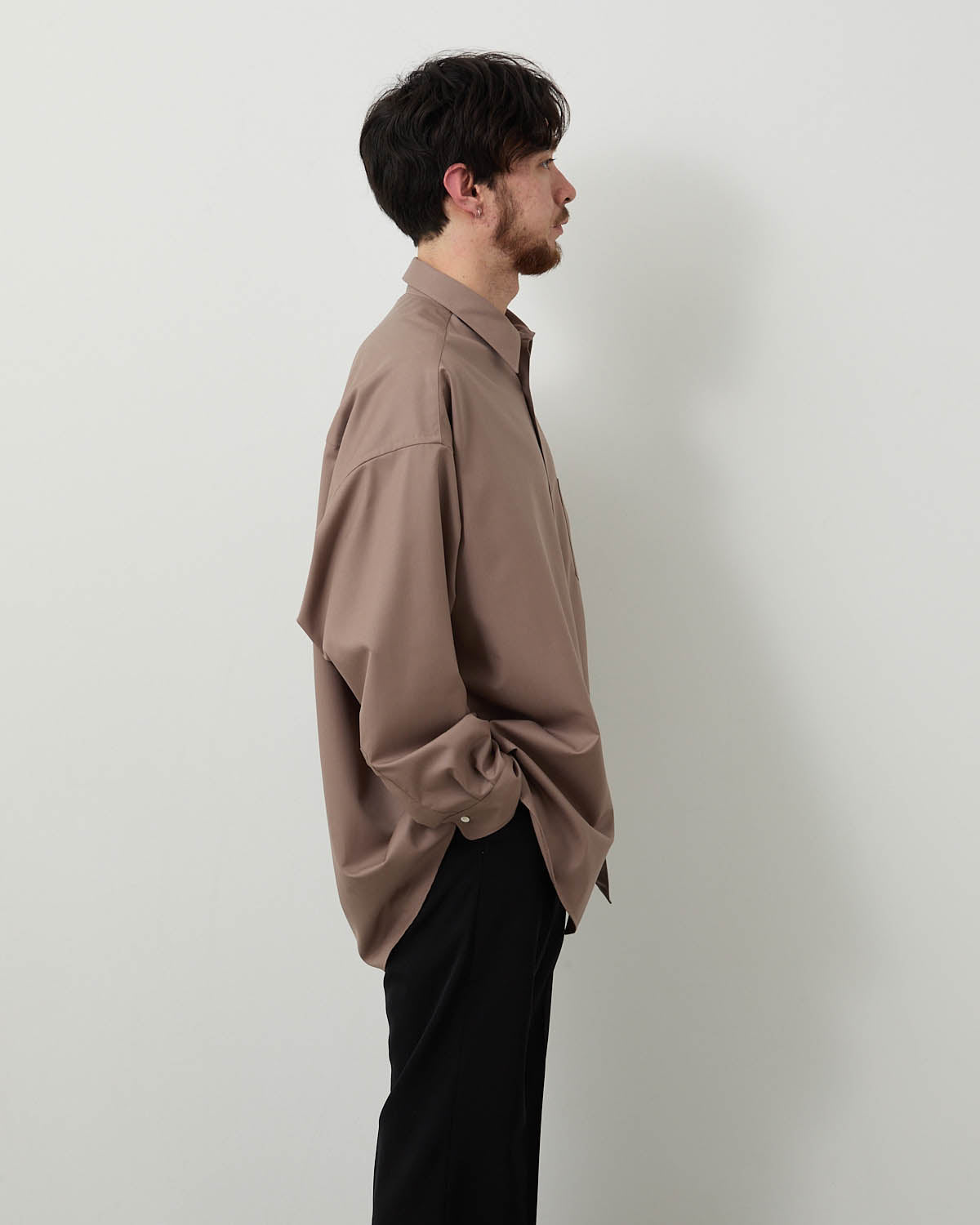 EXTRA FINE WOOL L/S OVERSIZED REGULAR COLLAR SHIRT