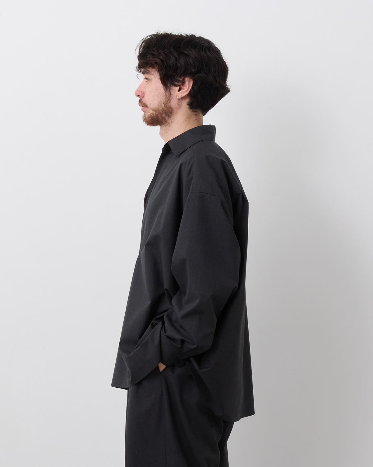 FINE WOOL HEATHER L/S SKIPPER SHIRT