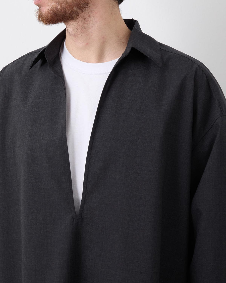 FINE WOOL HEATHER L/S SKIPPER SHIRT – COVERCHORD