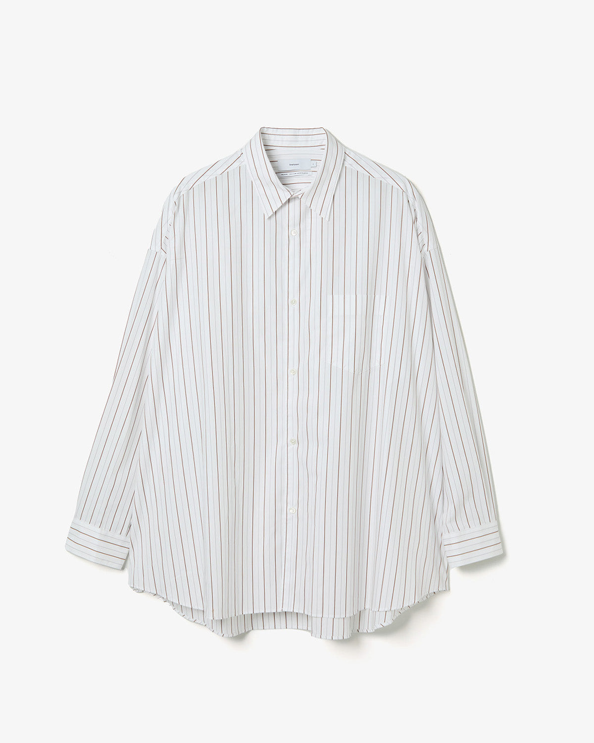 SIDOGRAS BROWN STRIPE L/S OVERSIZED REGULAR COLLAR SHIRT