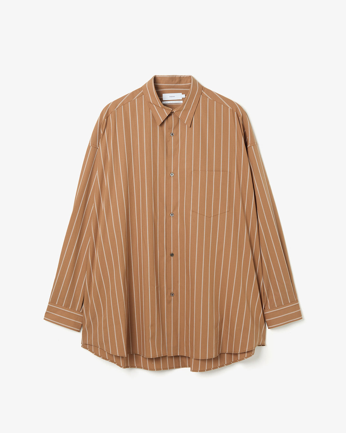 SIDOGRAS BROWN STRIPE L/S OVERSIZED REGULAR COLLAR SHIRT
