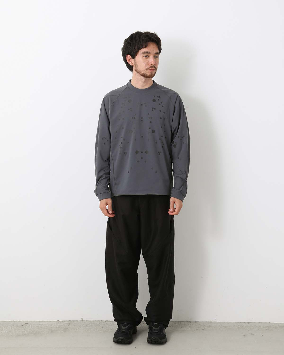 COTTON SILK BLEND HELICOID WIDE PANTS