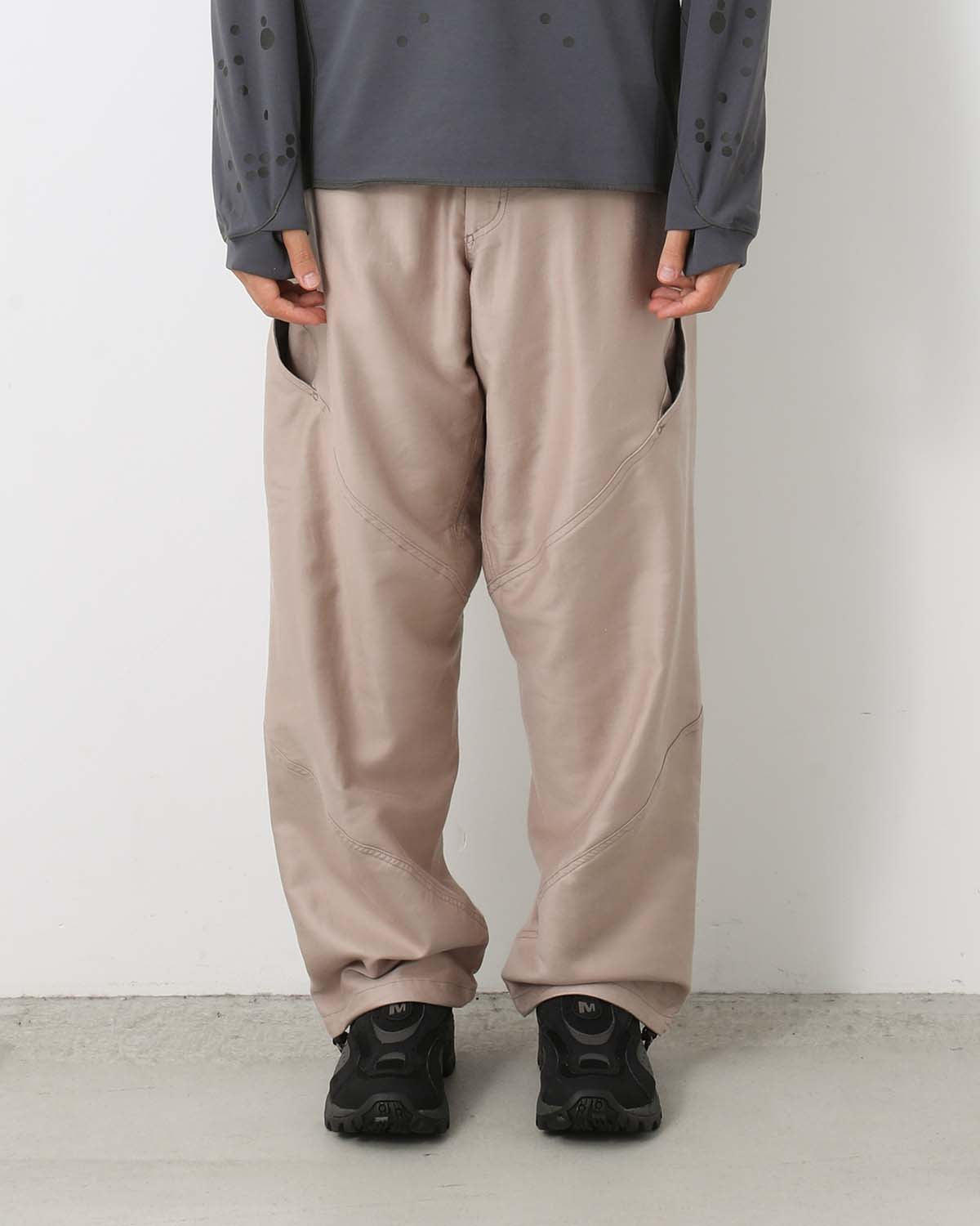 COTTON SILK BLEND HELICOID WIDE PANTS