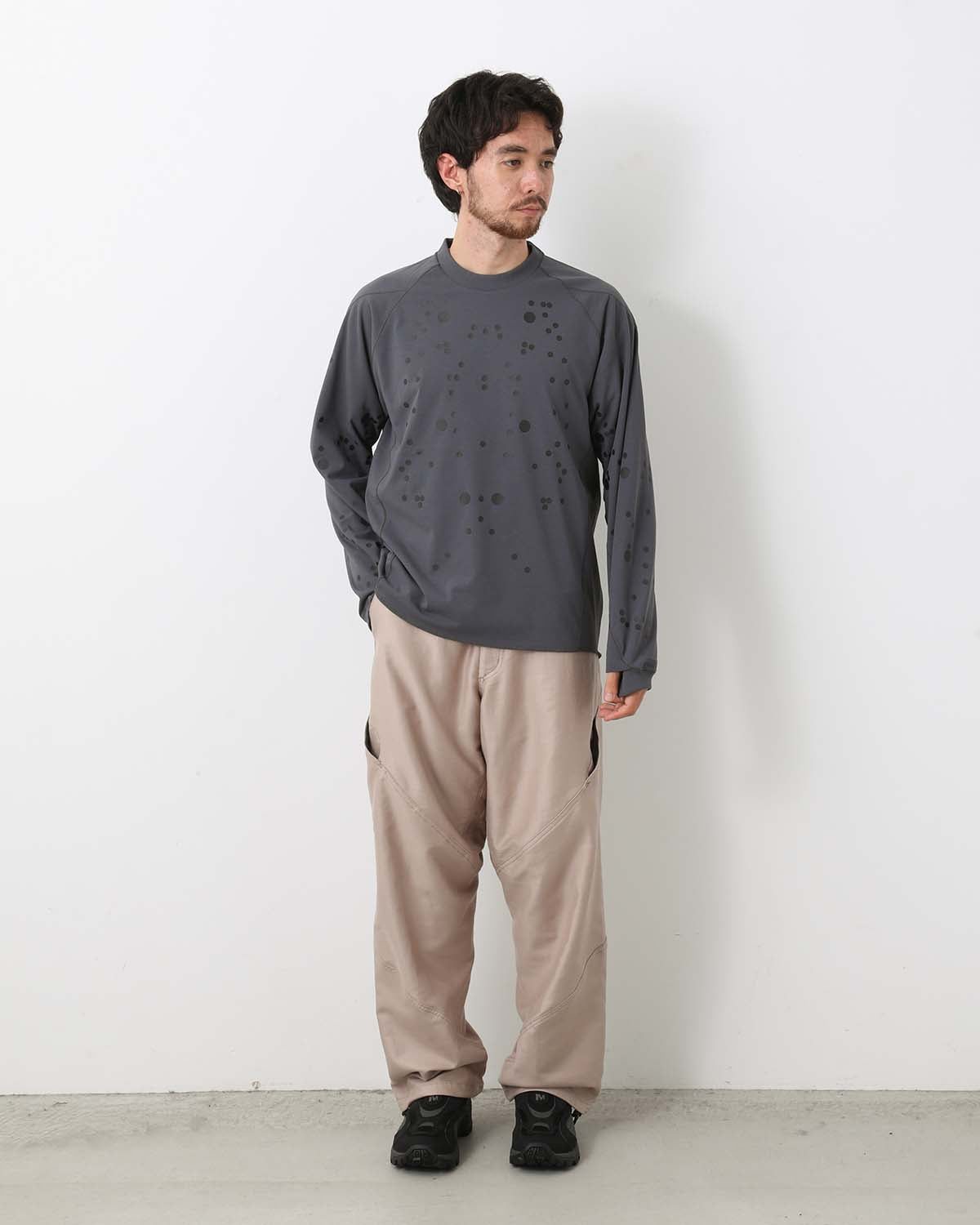 COTTON SILK BLEND HELICOID WIDE PANTS