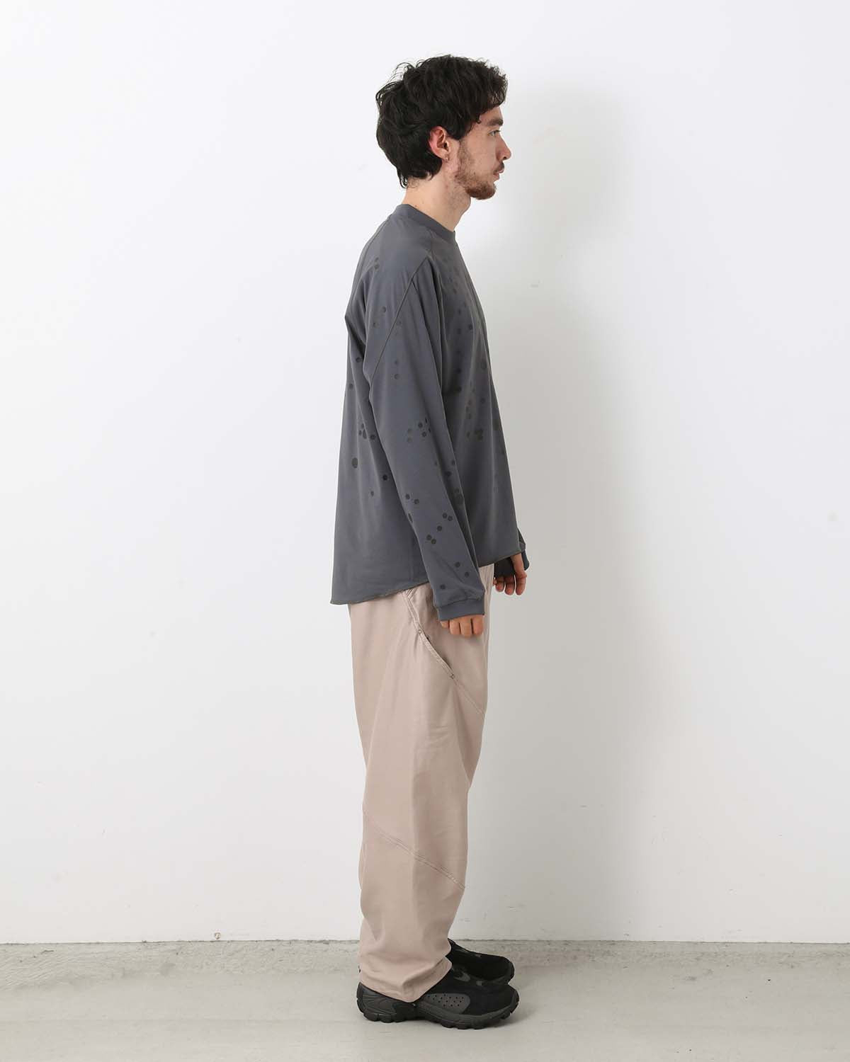 COTTON SILK BLEND HELICOID WIDE PANTS