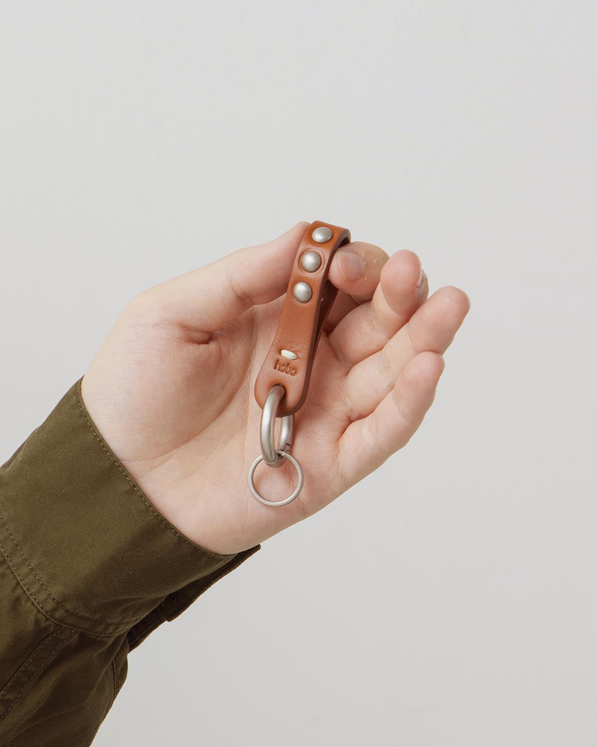 STUDDED KEY RING with COW LEATHER