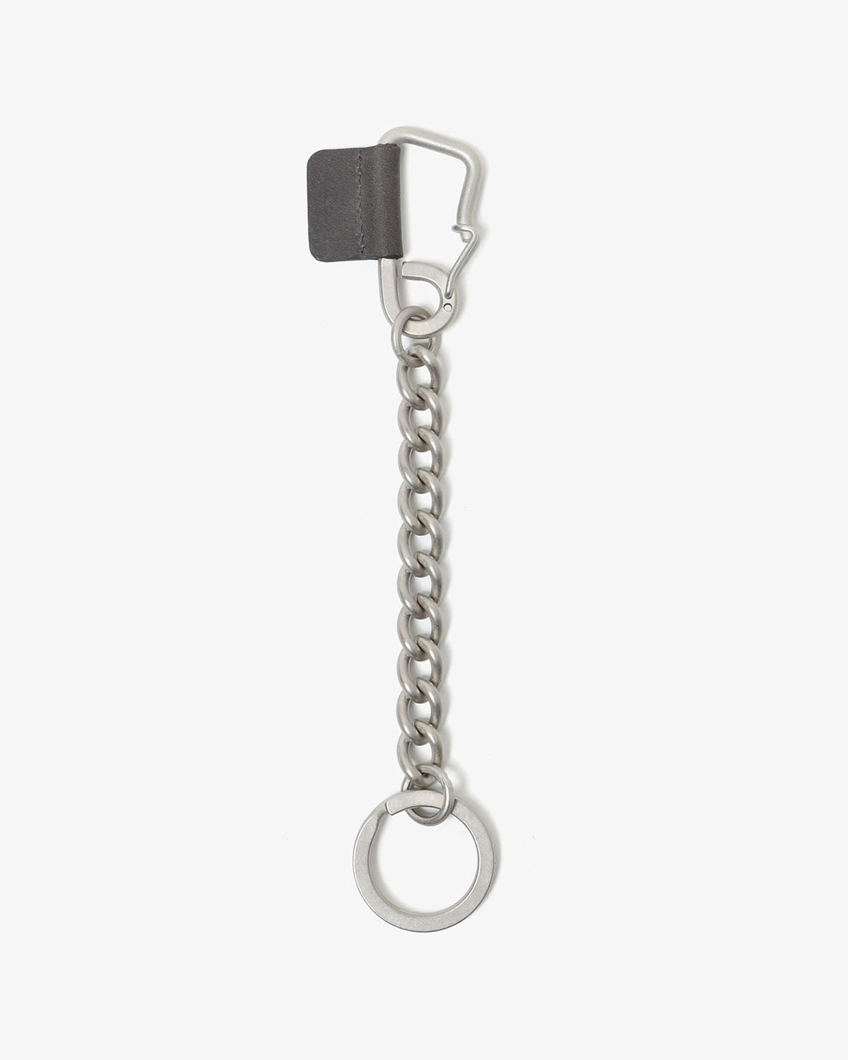 CARABINER CHAIN KEY RING with NUBUCK COW LEATHER