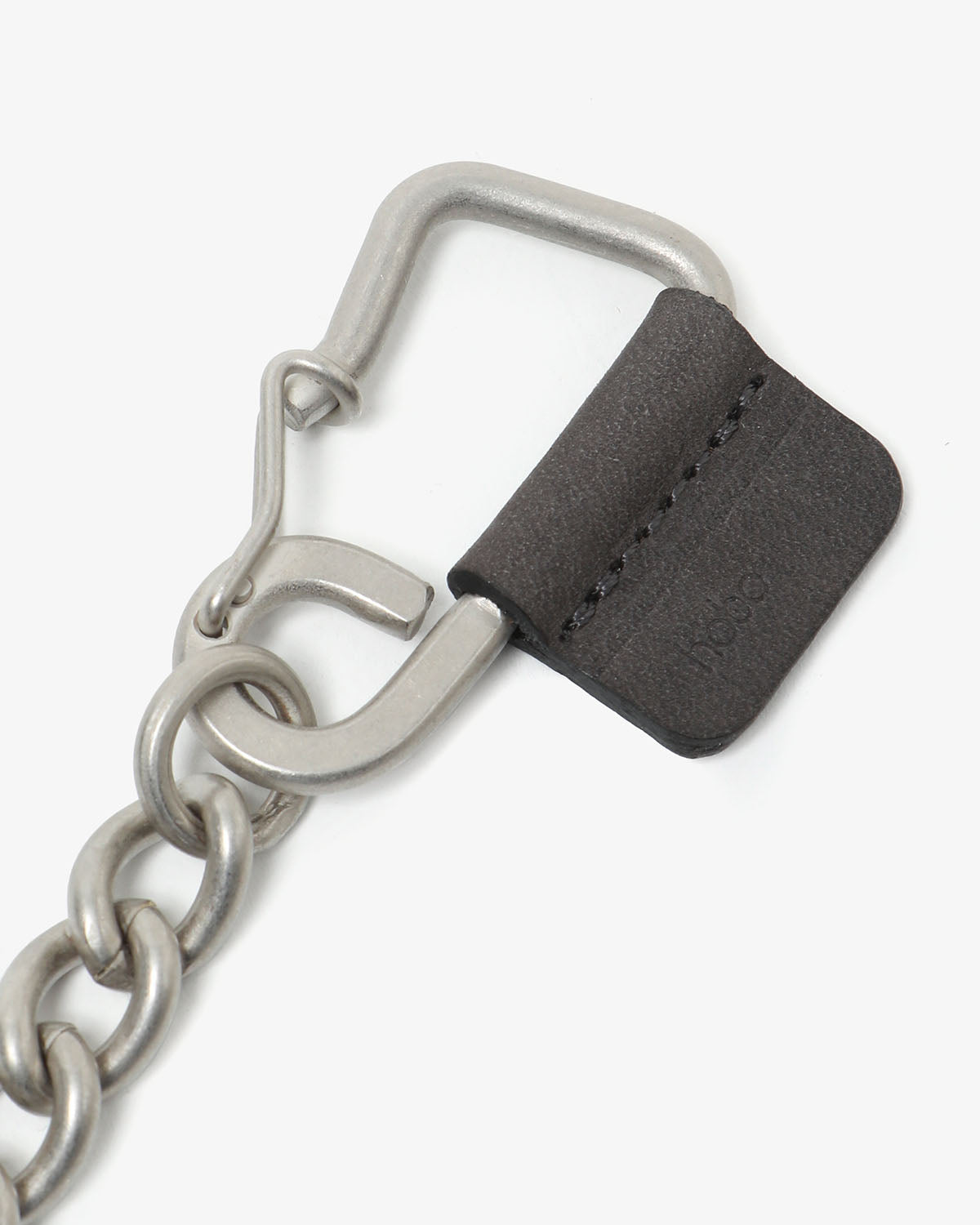 CARABINER CHAIN KEY RING with NUBUCK COW LEATHER