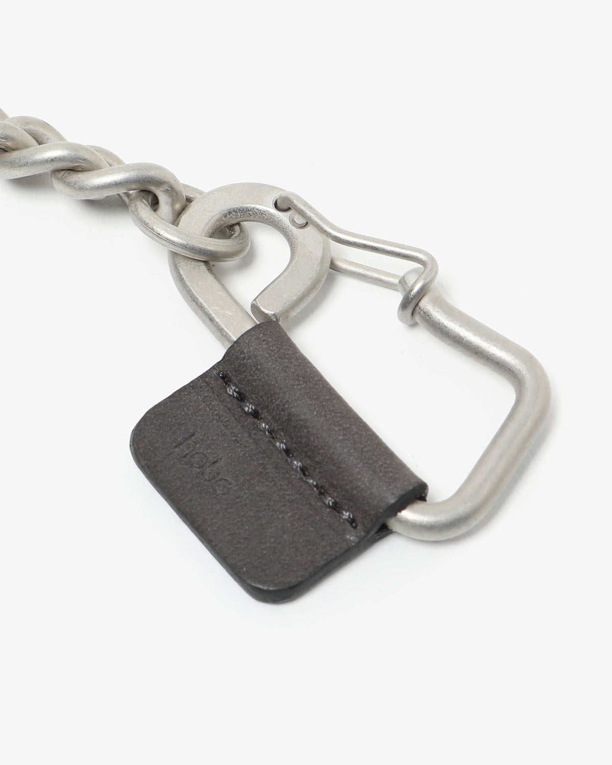 CARABINER CHAIN KEY RING with NUBUCK COW LEATHER