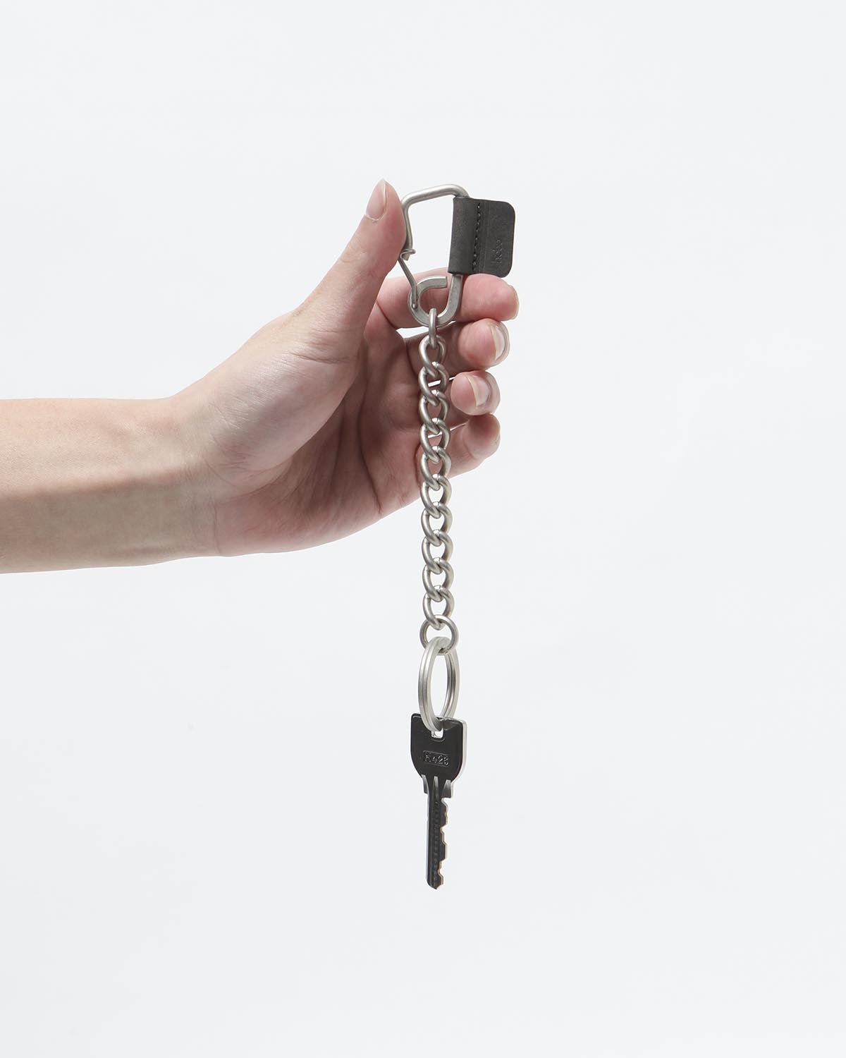 CARABINER CHAIN KEY RING with NUBUCK COW LEATHER