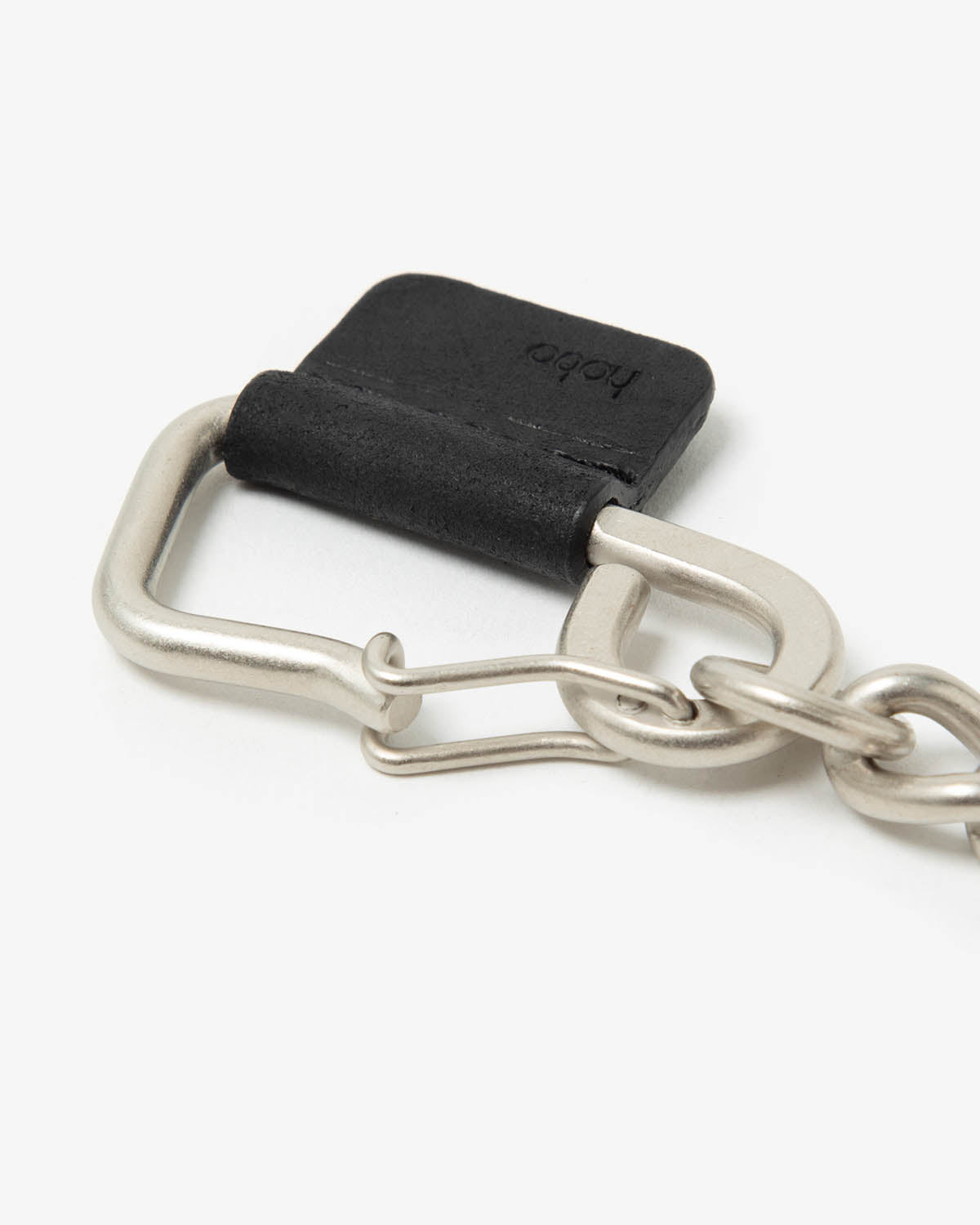 CARABINER CHAIN KEY RING with NUBUCK COW LEATHER