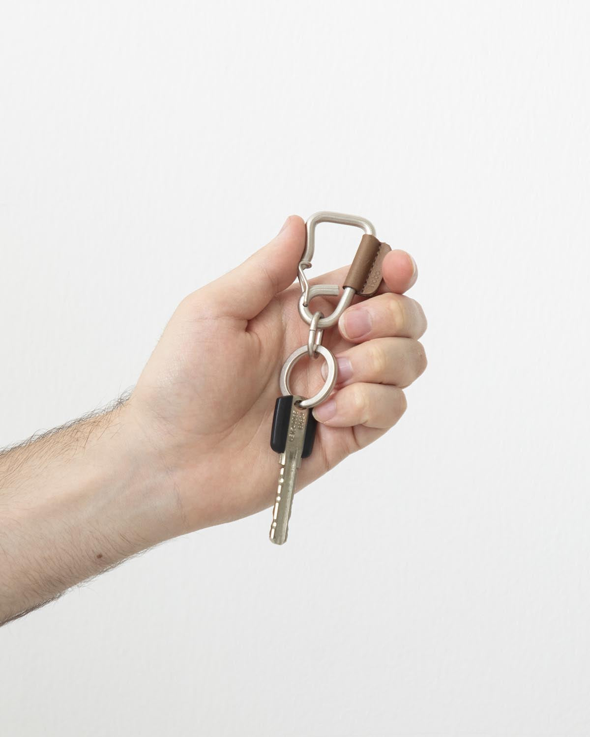 CARABINER KEY RING S with COW LEATHER
