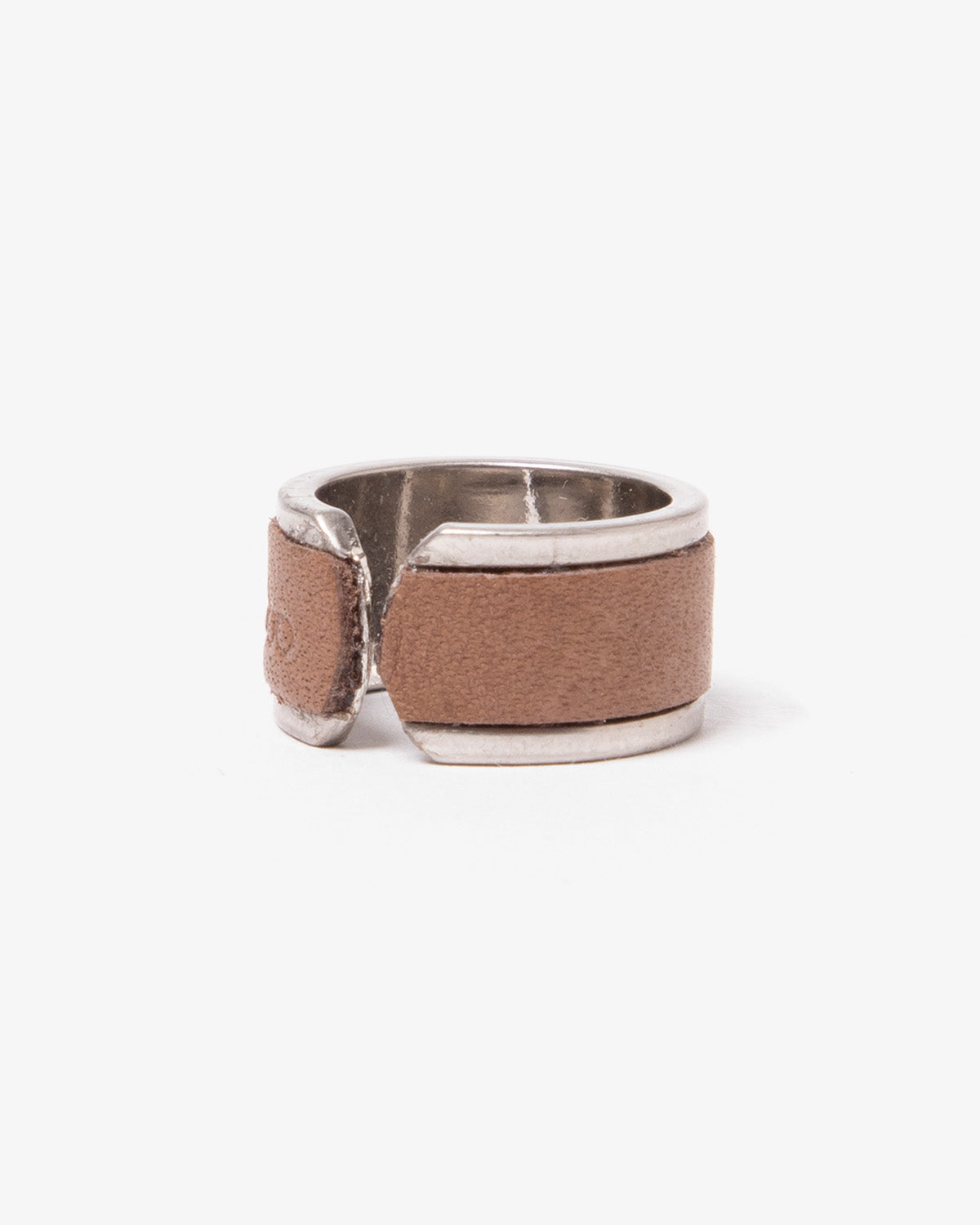 BRASS RING with COW LEATHER