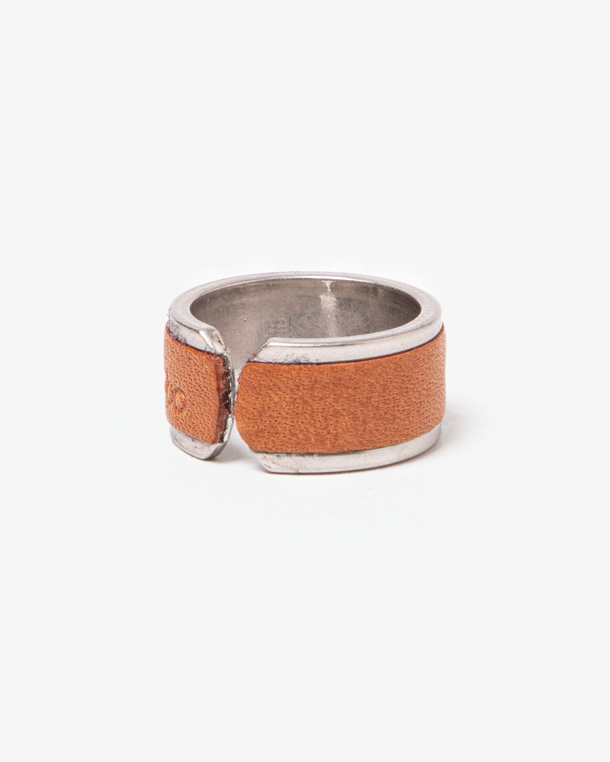 BRASS RING with COW LEATHER