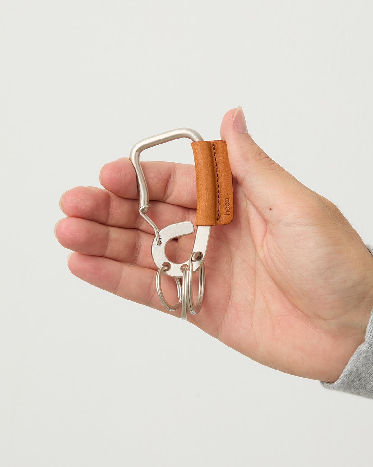 CARABINER KEY RING with HORSE LEATHER