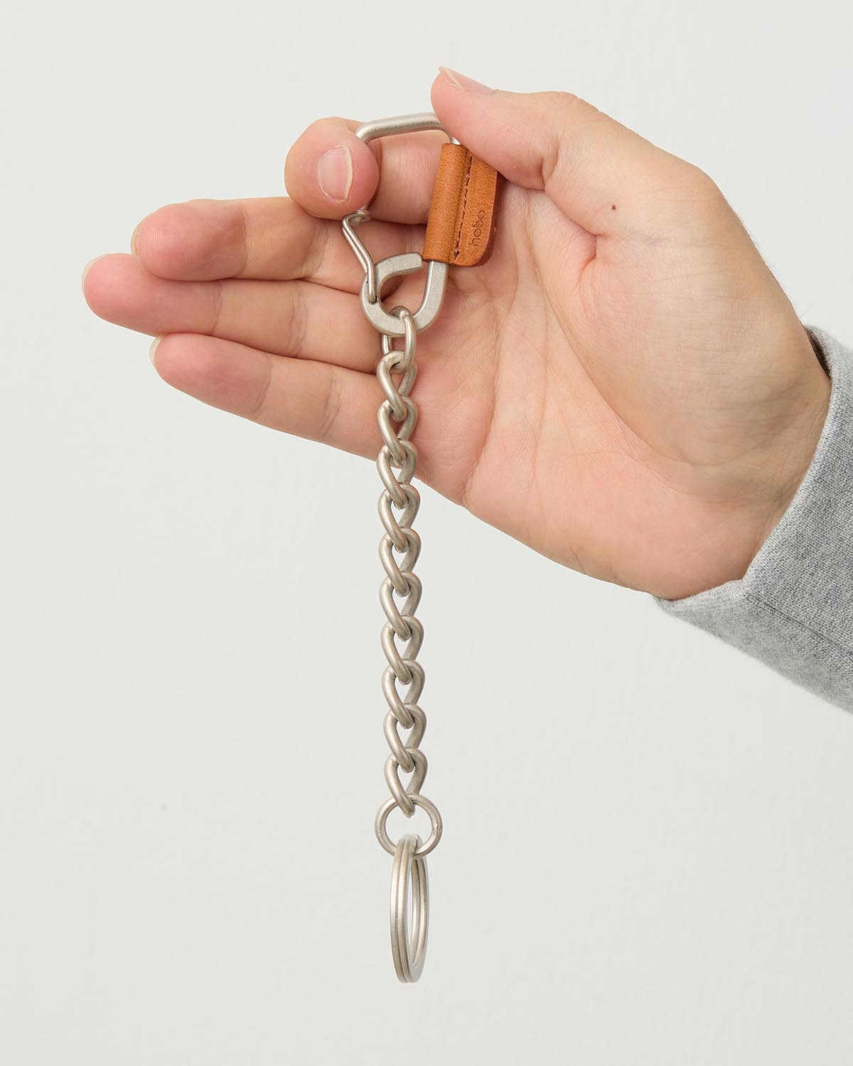 CARABINER CHAIN KEY RING with HORSE LEATHER