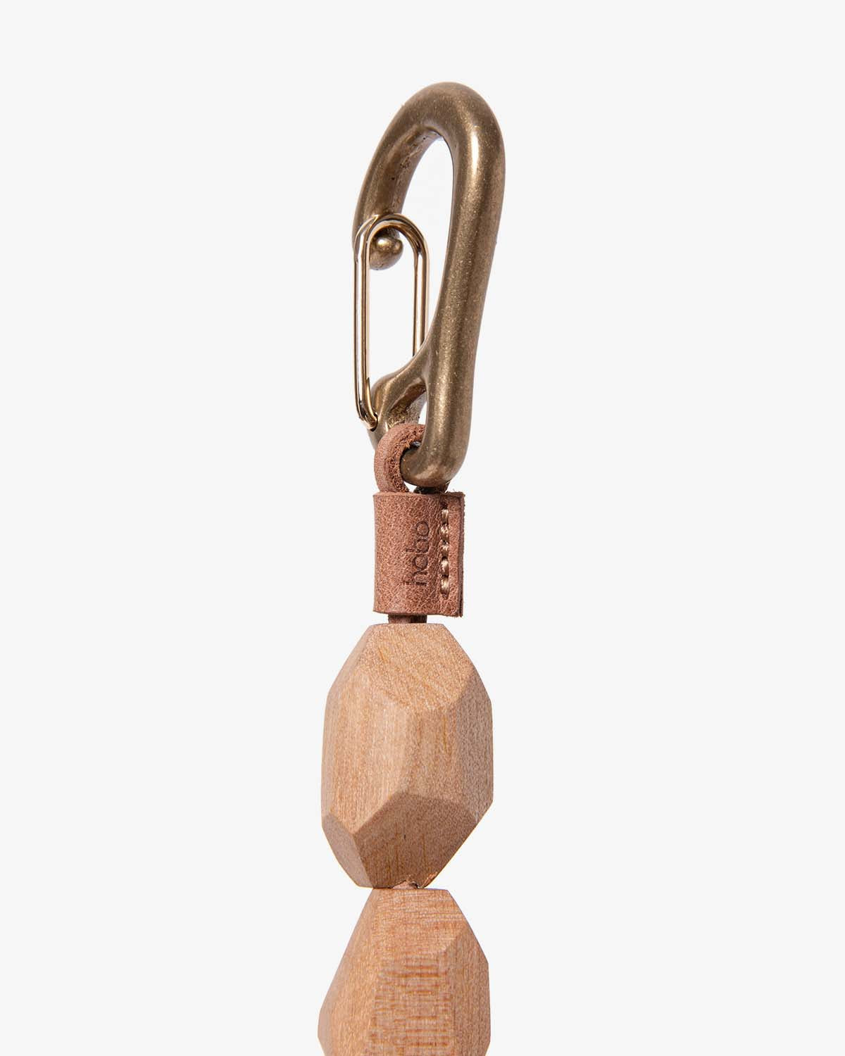 GEOMETRIC WOOD BEADS KEY RING with BRASS
