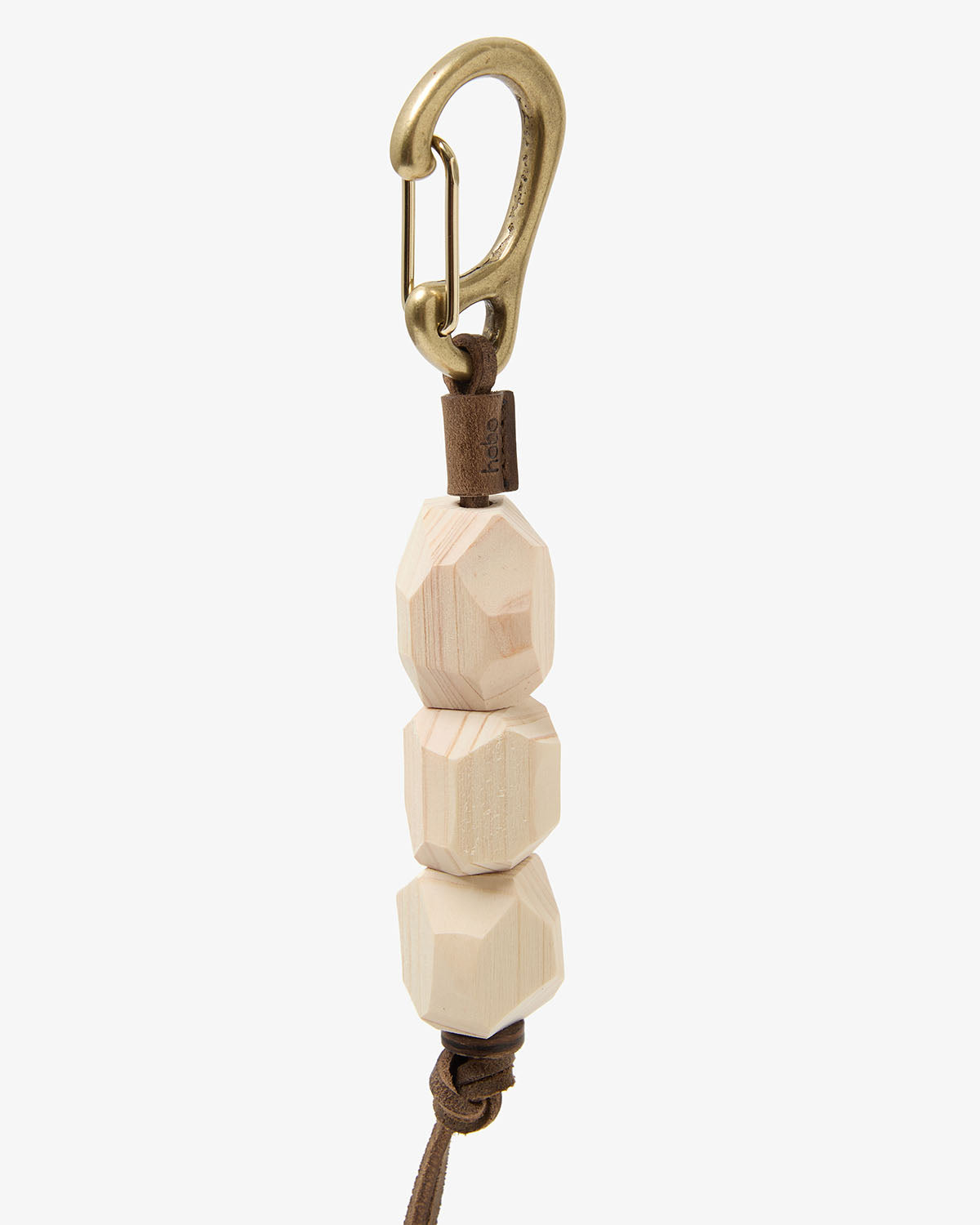 GEOMETRIC WOOD BEADS KEY RING with BRASS