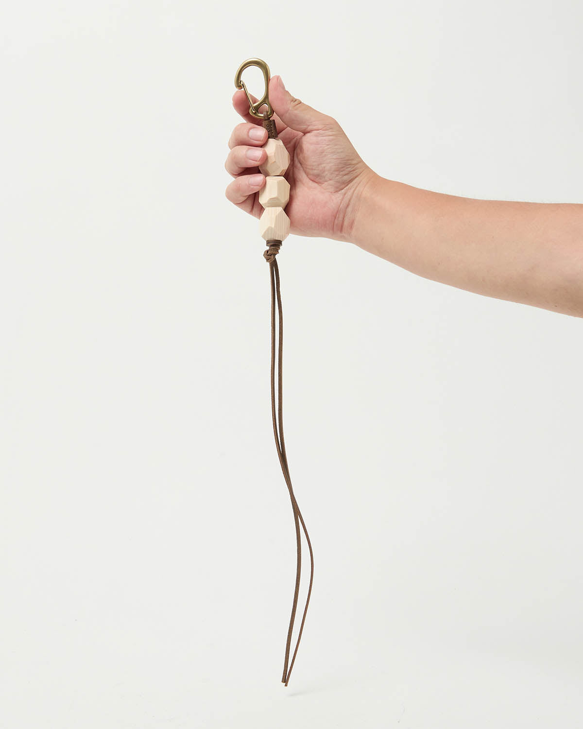 GEOMETRIC WOOD BEADS KEY RING with BRASS