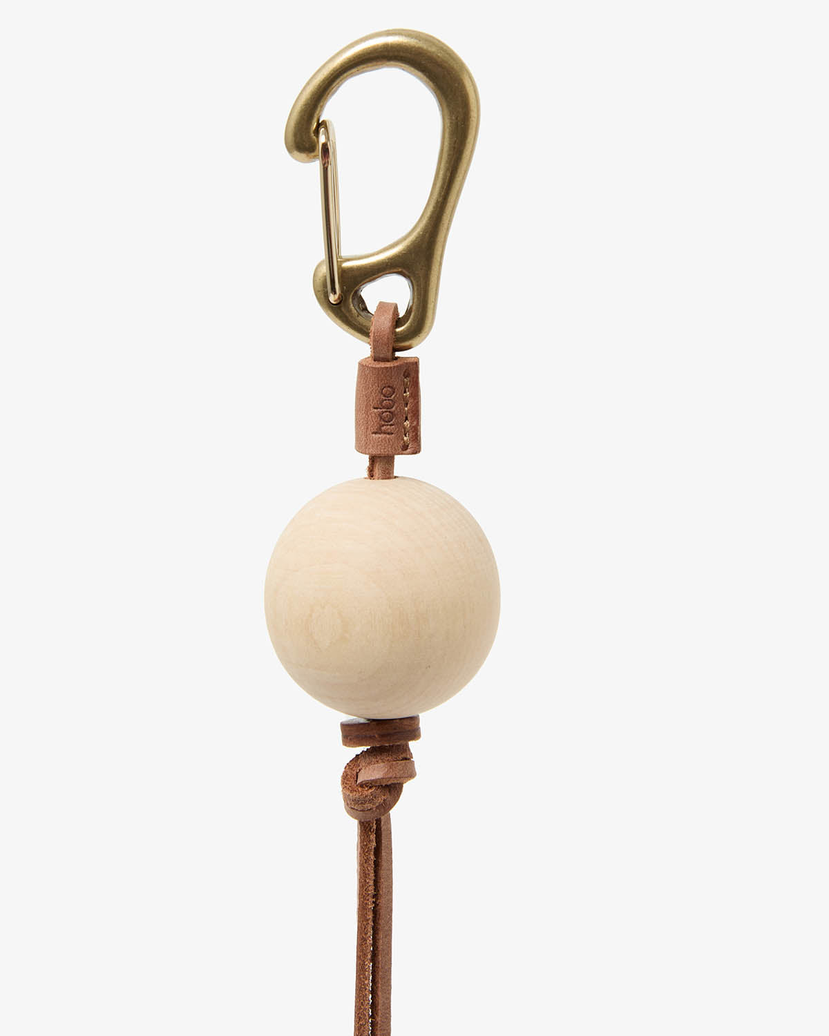 ROUND WOOD BEADS KEY RING with BRASS